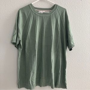 Isaac Mizrahi Live! Sunburst Cable Sweater Pullover - Sage (XL) A481973